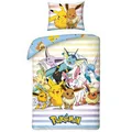 Produktbild: Pokemon Einzel Bettbezug-Set 2-in-1 Design Pikachu Eevee 100% Baumwolle