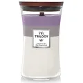Produktbild: WoodWick, große Trilogy- Duftkerze in Sanduhrglas mit knisterndem Docht | Amethyst Sky | Brenndauer bis zu 130 Stunden