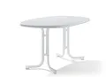 Produktbild: Sieger 152/W Boulevard-Klapptisch mit mecalit-Pro-Platte 140 x 90 cm, Stahlrohrgestell weiß, Tischplatte Marmordekor weiß, Natur