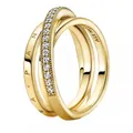 Produktbild: PANDORA Dreifach gekreuzter Pavé-Ring in 14 Karat vergoldete Metalllegierung mit Zirkoniasteinen Moments Collection, Größe: 52