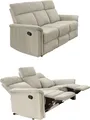 Produktbild: 3-Sitzer-Relaxsofa Federkern Couch m. Liegefunktion verstellbar Bezug Cord Beige / 15506