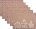 Produktbild: Clayre Eef Tischsets 6er Set 48x33 cm Braun Lebkuchenhaus Baumwolle