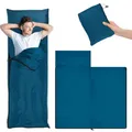 Produktbild: Hüttenschlafsack,Sommerschlafsack,Schlafsack Ultraleicht kleines Packmaß [220 x 90 cm], Outdoro Blau Sommer Reiseschlafsack,Hüttenschlafsäcke & Inletts
