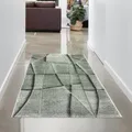 Produktbild: CARPETIA Teppich Läufer Flur Wohnzimmer Schlafzimmer grün geometrisch weich modern pflegeleicht langlebig Konturenschnitt 3D-Effekt 80 x 150 cm