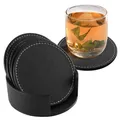 Produktbild: 6 Stücke Untersetzer Gläser Leder Glasuntersetzer Schwarz Anti-Rutsch Leder G...