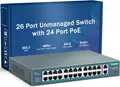 Produktbild: YuanLey 26 Port PoE Switch, 24 PoE+ Port 100Mbps, 2 Uplink Gigabit, 802.3af/at