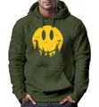 Produktbild: Neverless® Hoodie Herren Aufdruck Print Sonne Outdoor Motiv Lustig Smiling Face Wald Wandern Fashion Oliv 3XL
