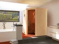 Produktbild: Weka Element-Ecksauna Kiruna 1 mit Glastür und Kompakt-Saunaofen