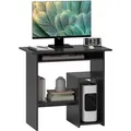 Produktbild: Schreibtisch, 80 x 45 cm, Computertisch, Bürotisch mit Tastaturablage, offenen Fächern und Ablageflächen, Spanplatte, für Home Office, Schlafzimmer,