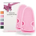 Produktbild: LoWell® 2 Stück Peelinghandschuh Körper, Hamam Handschuh Peeling für Körper und Gesicht, Handschuh Peeling, Exfoliating Gloves, Body Scrub, Bonus Peeling Guide und 2 Saugnäpfe, Pink