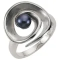 Produktbild: Zeeme Fingerring Silber 925 rhodiniert mit schwarzer Perle weiß 052 (16,6)