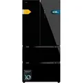Produktbild: Schwarzer Glas Kühlschrank mit französischer Tür, 183 cm hoch und 83,6 cm breit, Fassungsvermögen 463 l, Inverter Plus-Kompressor, Total No Fro... - Schwarz