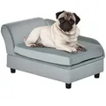 Produktbild: PawHut Hundesofa Hundebett Hundecouch aus Plüsch mit Lagerraum, Rückenlehne, Kissen Katzensofa für kleine Hunde 76 x 45 x 43 cm Hellgrau