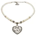 Produktbild: Alpenflüstern Perlen-Trachtenkette Blüten-Herz - Damen-Trachtenschmuck mit Strass-Trachtenherz, Dirndlkette weiß DHK153
