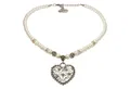 Produktbild: Alpenflüstern Collier Perlen-Trachtenkette Blüten-Herz (creme-weiß), - Damen-Trachtenschmuck mit Strass-Trachtenherz, Dirndlkette