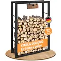 Produktbild: BLACK OAK Kaminholzregal JACK 150x100x25cm schwarz - für innen & außen bis 800kg Holz - Metall Stahl Rahmen pulverbeschichtet rostfrei Brennholzregal Holzregal Kaminholz Aufbewahrung für Brennholz
