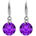 Produktbild: LÖB Damen Ohrhänger Ohrringe Hängend 925 Sterling Silber mit Zirkonia Solitär Kristall Lila Amethyst Stein Anhänger in Diamant Form