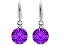 Produktbild: LÖB Paar Ohrhänger Damen Ohrringe Hängend mit Zirkonia Solitär Stein Anhänger Silber Lila (Geschenke für Frauen Beste Freundin Mutter Mama Damen zum Geburtstag Weihnachten Weihnachtsgeschenke, Inkl. Schmuckbox), Ohrhänger Steinanhänger Strass Glitzer Diamant Form Klein Klassisch