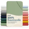 Produktbild: Laleni Spannbettlaken Atmungsaktives weiches und wärmendes Spannbettlaken, Baumwolle, Gummizug: rundum, (1 Stück), Kinderbett, Spielgitter, Wiege oder Stubenwagen mit Rundumgummizug grün 55 cm x 90 cm