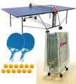 Produktbild: outdoor Tischtennisplatte Sponeta  S 1-43 e blau im Set mit Hülle u Schlägerset