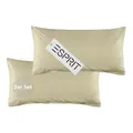 Produktbild: Esprit Home 2er Set Premium Kopfkissenbezug 40x80 Baumwolle - Beige - 2teilig - Kopfkissenbezüge mit Esprit-Logo gestickt - Doubleface - farblich passend zur Bettwäsche mit Reißverschluss