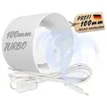 Produktbild: 100mm Abluft Zuluft Lüfter Inline Ventilator mit Kabel Stecker Schalter 230V für Steckdose