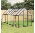 Produktbild: vidaXL Gewächshaus, Gewächshaus mit Fundamentrahmen Anthrazit 445x169x195 cm Alu
