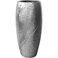 Produktbild: VIVANNO Bodenvase Fiberglas ROYAL Rund, Silber mit Muster - 33x73 cm - Silber