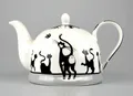 Produktbild: JAMESON&TAILOR Iglu-Teekanne, Katzen-Cartoon, s/w, Brillantporzellan, 1,1l