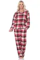 Produktbild: Normann Damen Flanell Schlafanzug lang Pyjama mit Knopfleiste und Hemdkragen, Farbe:Beere, Größe:40-42