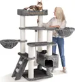 Produktbild: HAPPYPET Kratzbaum große Katzen XXL JACOB - Katzenbaum Deckenhoch, Stabil und Massiv mit Sisalsäulen und Dicker Bodenplatte, Ideal für Schwere Rassen
