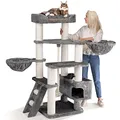 Produktbild: HAPPYPET Kratzbaum große Katzen XXL Jacob - Katzenbaum Deckenhoch, Stabil und Massiv mit Sisalsäulen und Dicker Bodenplatte, Ideal für Schwere Rassen