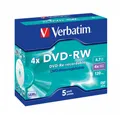 Produktbild: Verbatim DVD-Rohling Verbatim DVD-RW 4x 4.7GB 5er Pack DVD-Rohlinge, Hochwertige MKM/Verbatim-Technologie