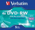 Produktbild: VERBATIM 43285 - DVD-RW 4,7GB, matt, 5er Pack Jewel Case