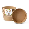 Produktbild: BIOZOYG Salatschale 50 Stück 1000 ml braun - Bowl Schüssel Suppenschalen Einwegschalen to go - Einweggeschirr Deli Container Bowl to go - Kartonschale Einweg Mealprep Suppenbehälter