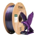 Produktbild: eSUN Silk Dual-Color PLA Filament 1.75mm, Co-Extrusion Silk Magic PLA 3D-Druck Filament, Farbverlauf wechselnd 1KG Spule (2.2 LBS) für 3D-Drucker, Silk Schwarz Violett