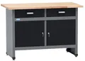 Produktbild: Küpper Werkbank 12059, 120x84x60cm, 2 Schubladen, 2 Türen, 300 kg Traglast, 30 mm Massive Buchenarbeitsplatte (Schwarz)
