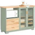 Produktbild: SoBuy Küchenschrank, Grün, Holzwerkstoff, Holz, Glas, 120x90x40 cm, Küchen, Küchenmöbel, Küchenschränke, Geräteumbauschränke