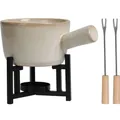Produktbild: Käsefondue-Set, Kasserolle aus Porzellan, 2 Gabeln