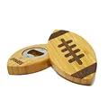 Produktbild: 40YARDS American Football Flaschenöffner aus Bambus & Stahl mit fühlbarer Naht inkl. 2 Magnete zur Befestigung
