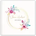 Produktbild: LifeDesign Gästebuch Hochzeit Geschenk Hochzeit Hochzeitsbuch Hochzeitsalbum blanko Fotoalbum Hochzeit, 21x21cm, 120 Seiten, Hardcover, stabile Fadenbindung Hochzeitsgästebuch Blau-Pink