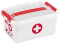 Produktbild: Erste-Hilfe-Box Sunware Q-line, inkl. Einsatz mit Fächerteilung, 6 l, B 300 x T 200 x H 145 mm, weiß/rot