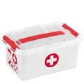 Produktbild: SUNWARE Q-Line Erste Hilfe Box+1 Einsatz - 6 Liter - 30x20x14cm- weiß/transp/rot