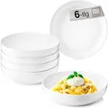 Produktbild: SÄNGER | Pastaschalen Marlo 6 tlg, Schüssel Set 6 Personen, Porzellan Bowl Schüssel, Schale, Spülmaschinenfest, Pastaschale Weiß mit moderner Form 850 ml | PREMIUM COLLECTION