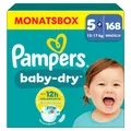 Produktbild: Pampers Baby Dry Gr. 5+ Junior Plus 12-17kg Windeln, 168 Stück, Monatsbox