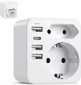 Produktbild: 6-in-1 USA Adapter Steckdose Adapter USA Deutschland Stecker mit 3USB 1USB C ...