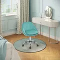 Produktbild: Bürostuhl ergonomisch, Schreibtischstuhl mit Rollen, Schminkstuhl drehbar, Drehstuhl 150 kg belastbar, für Arbeitszimmer Schlafzimmer, Samt, Türkis