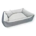 Produktbild: 4L Textil TEO Hundekorb mittelgroße Hunde Kuscheliges Hundebett mit Bezug Hundekissen flauschig Hundekörbchen Hundesofa (60x40 cm, Grau)