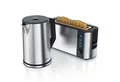Produktbild: Arendo Frühstücks-Set Wasserkocher 1,5l & 2-Scheiben Langschlitz Toaster, Edelstahl, Silber (2-tlg), Wasserkocher mit Temperaturwahl, Toaster mit Brötchenaufsatz