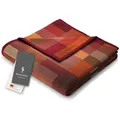 Produktbild: biederlack® flauschig-weiche Kuscheldecke aus Baumwollmischgewebe I Made in Germany I Öko-Tex I nachhaltig produziert I Wohndecke Color Squares Terra in orange-rot I Sofa-Decke in 150x200 cm
